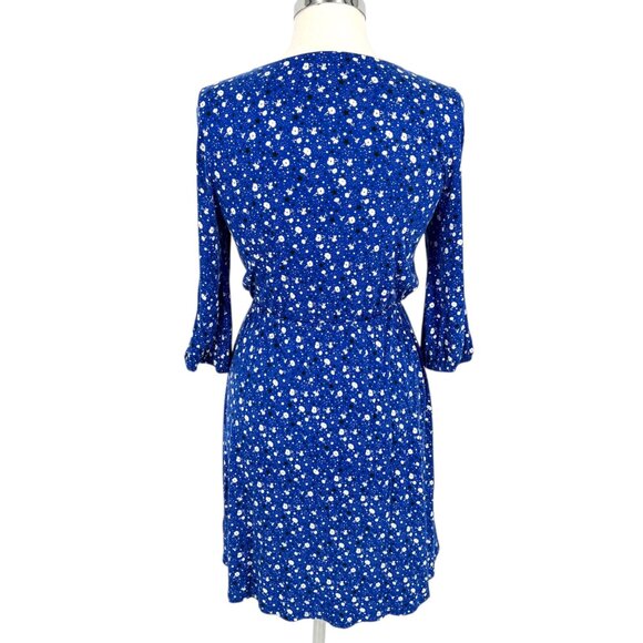 Boden Talia Lapis Blue Floral Star Print Dress With Tie Waist Womens UK 10P US 6 - Picture 8 of 12